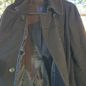 Martin & Osa black wool lined pea coat size L